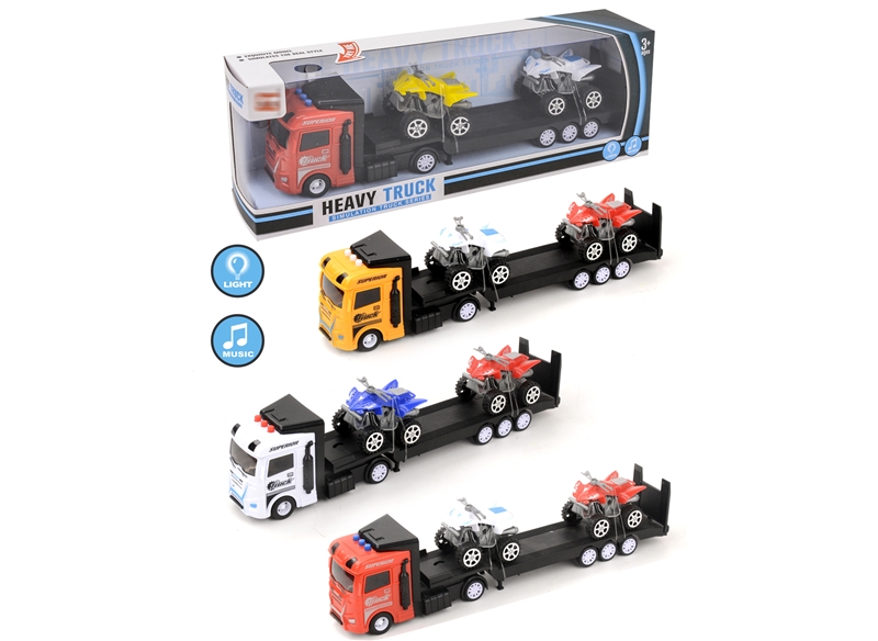 FRICTION TRUCK W/LIGHT & MUSIC & FREE WAY CAR,RED/YELLOW/WHITE - HP1152756