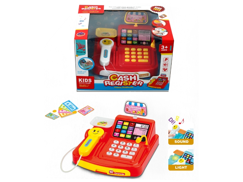 CASH REGISTER W/LIGHT & MUSIC，RED/BLUE - HP1153605