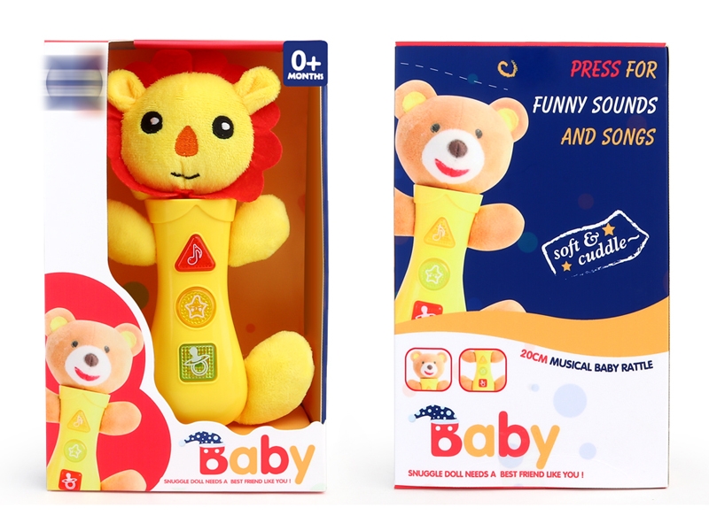 20CM PLUSH MUSICAL BABY RATTLE W/LIGHT & MUSIC - HP1153614