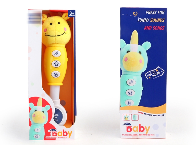 30CM PLUSH MUSICAL BABY RATTLE W/LIGHT & MUSIC - HP1153643