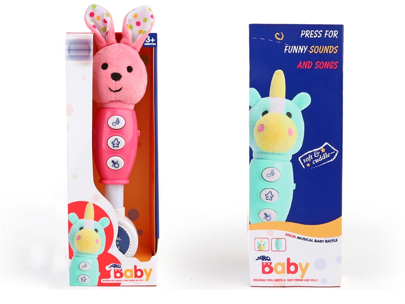 30CM PLUSH MUSICAL BABY RATTLE W/LIGHT & MUSIC - HP1153646