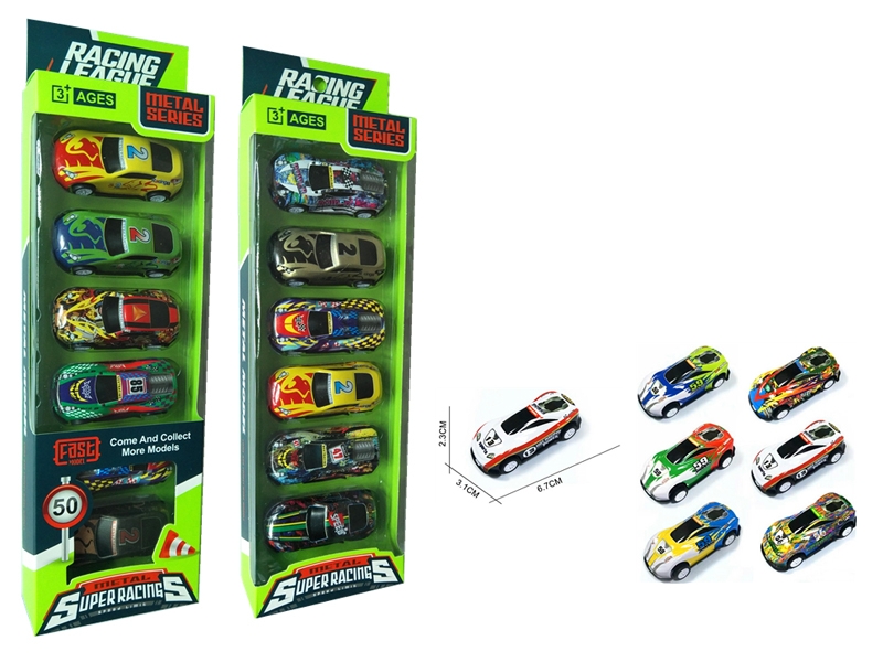 PULL BACK DIE-CAST CAR 6PCS,2ASST - HP1154914
