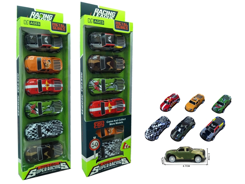 PULL BACK DIE-CAST CAR 6PCS,2ASST - HP1154922