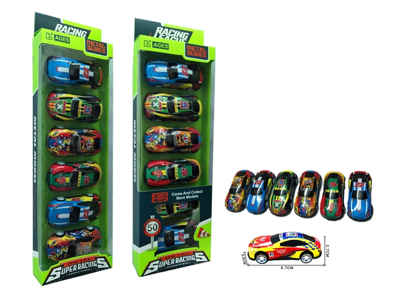 PULL BACK DIE-CAST CAR 6PCS,2ASST - HP1154923