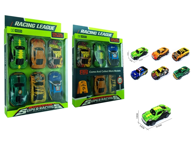 PULL BACK DIE-CAST CAR 6PCS,2ASST - HP1154924