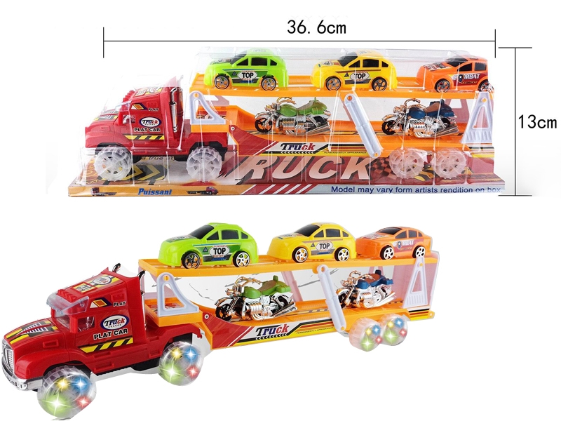 FRICTION TRUCK W/LIGHT & MUSIC & 5PCS FREE WAY CAR - HP1155510