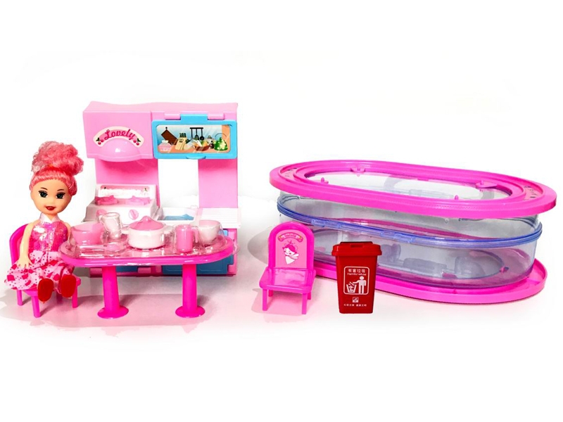 KITCHEN SET W/1PCS WIND UP CAR - HP1155752