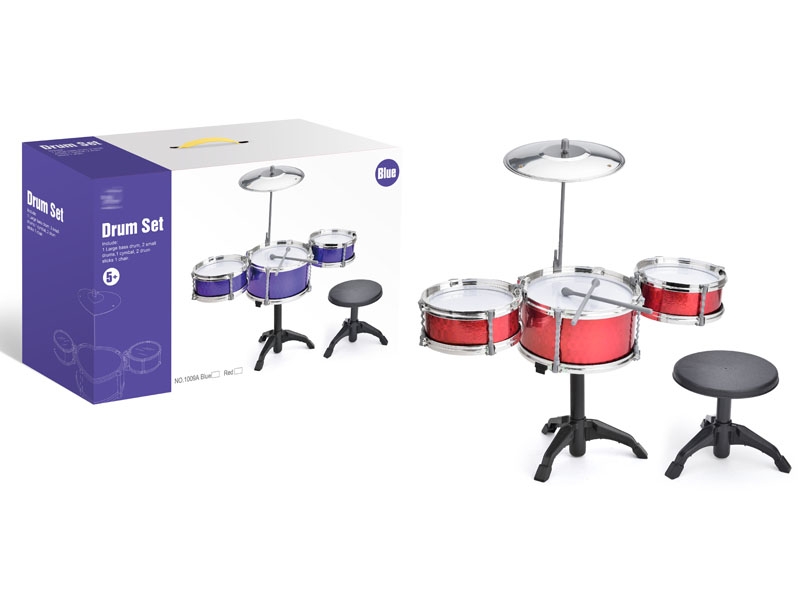 JAZZ DRUM SET W/CHAIR,BLUE/RED - HP1156291