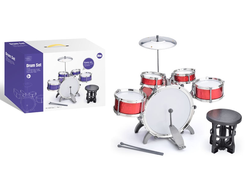 JAZZ DRUM SET W/CHAIR,BLUE/RED - HP1156292