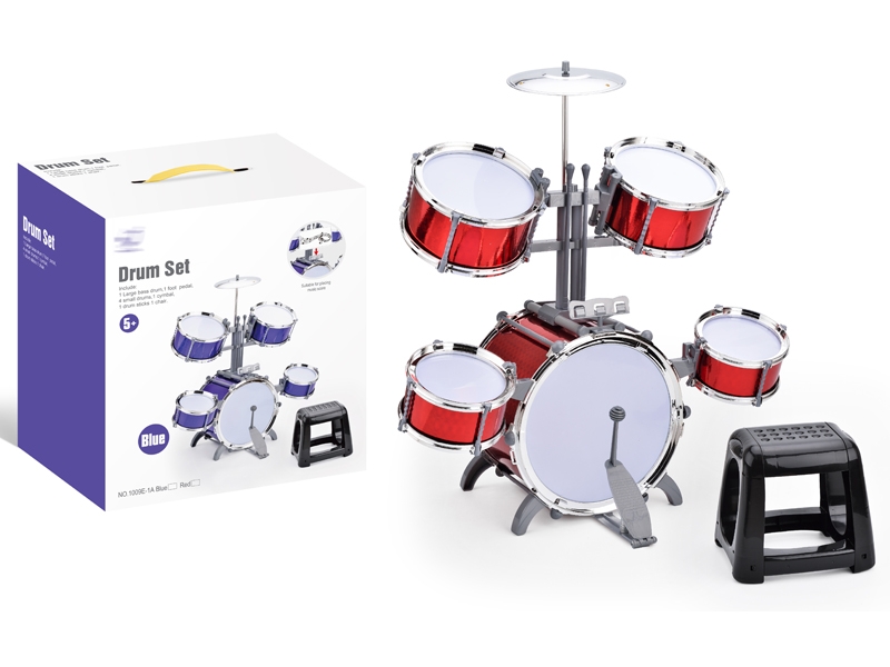 JAZZ DRUM SET W/CHAIR,BLUE/RED - HP1156293