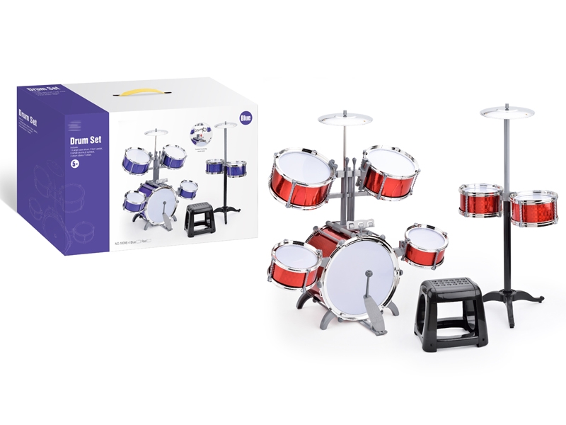 JAZZ DRUM SET W/CHAIR,BLUE/RED - HP1156294