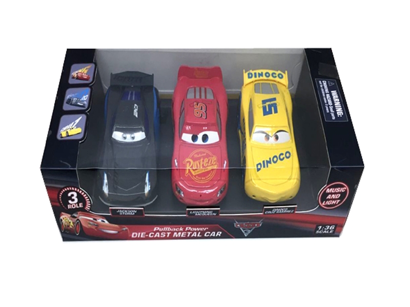 3 PCS DIE CAST PULL BACK CAR WITH LIGHT AND MUSIC - HP1156950