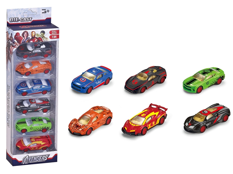 PULL BACK DIE CAST CAR 6PCS - HP1157009