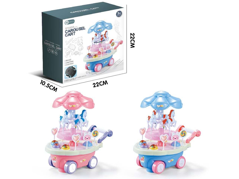 B/O BUMP & GO MERRY-GO-ROUND CAKE CAR W/LIGHT & MUSIC，RED/BLUE - HP1157095