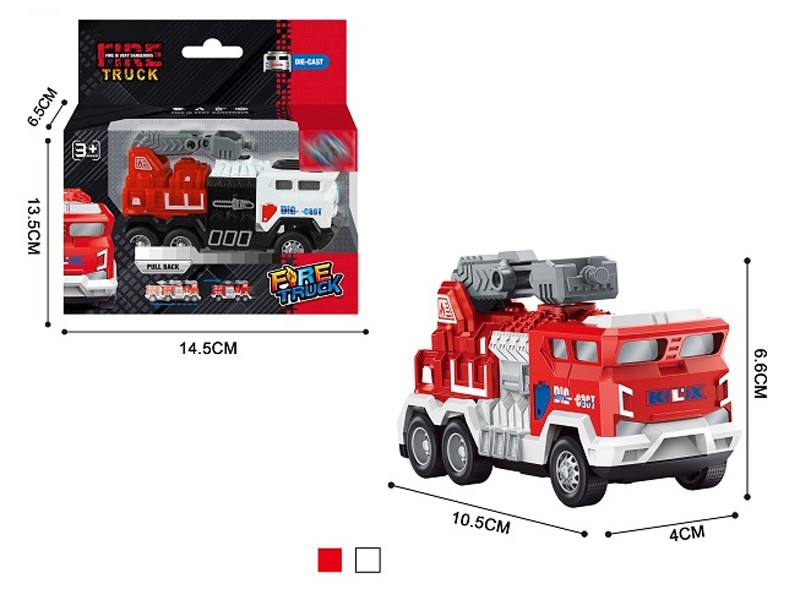 PULL BACK DIE CAST FIRE TRUCK，RED/WHITE - HP1157615
