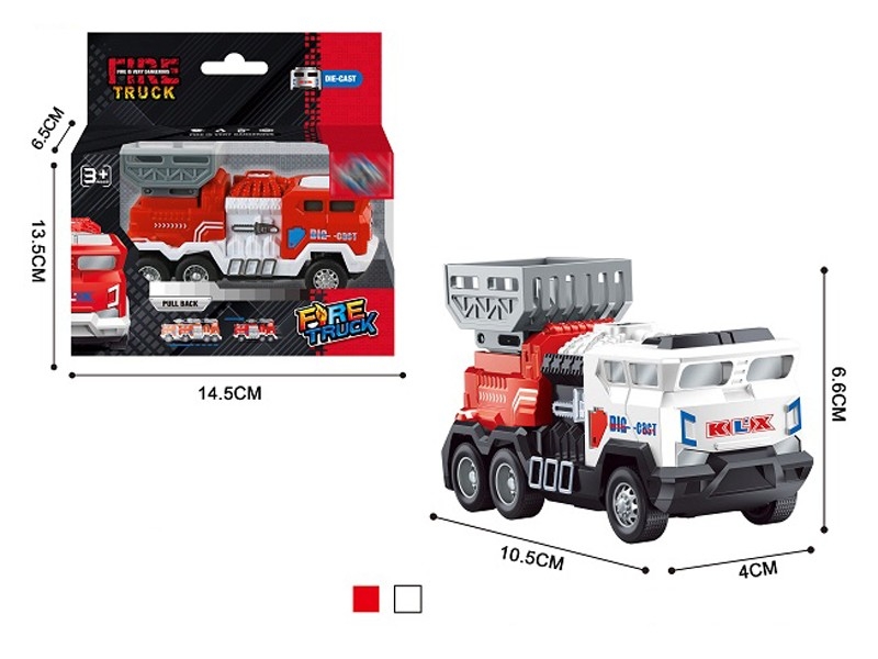 PULL BACK DIE CAST FIRE TRUCK，RED/WHITE - HP1157616