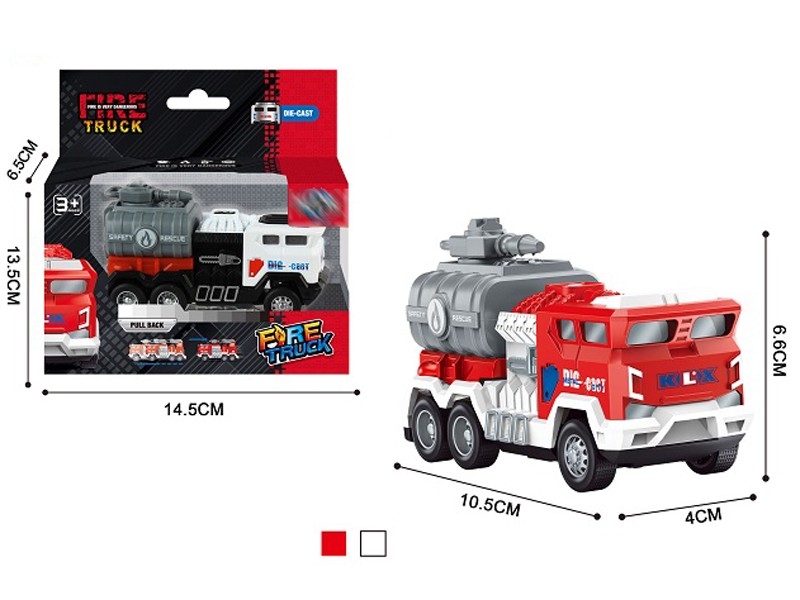 PULL BACK DIE CAST FIRE TRUCK，RED/WHITE - HP1157617