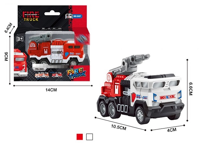 PULL BACK DIE CAST FIRE TRUCK，RED/WHITE - HP1157618