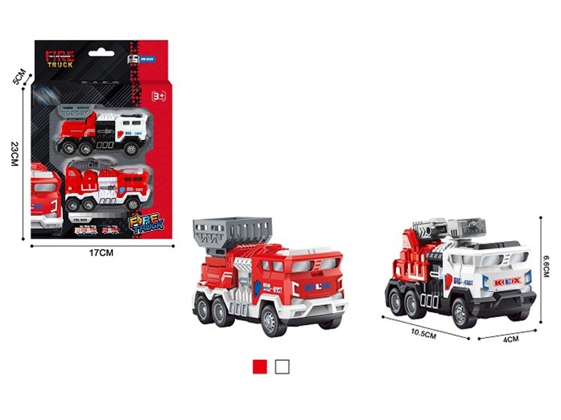 PULL BACK DIE CAST FIRE TRUCK，2PCS - HP1157619