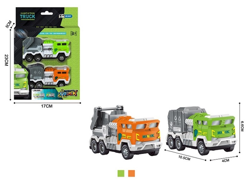 PULL BACK DIE CAST SANITATION TRUCK，2PCS - HP1157632