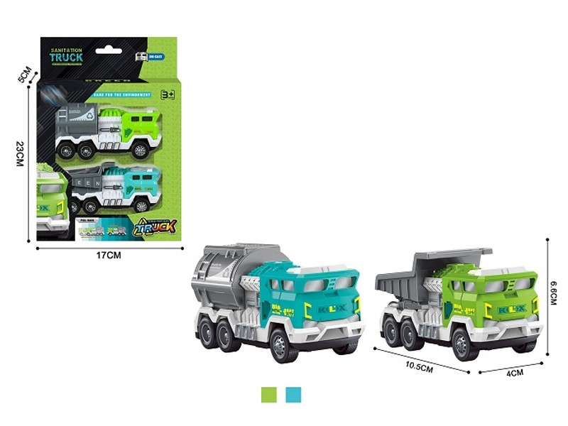 PULL BACK DIE CAST SANITATION TRUCK，2PCS - HP1157633
