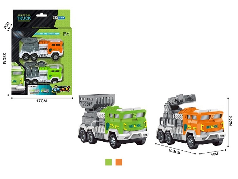 PULL BACK DIE CAST SANITATION TRUCK，2PCS - HP1157634