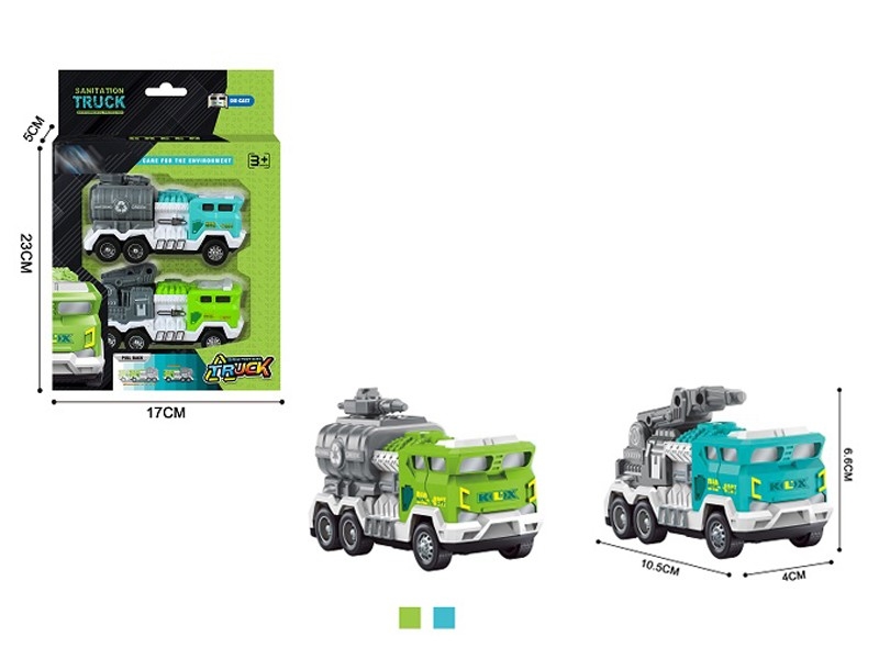 PULL BACK DIE CAST SANITATION TRUCK，2PCS - HP1157635