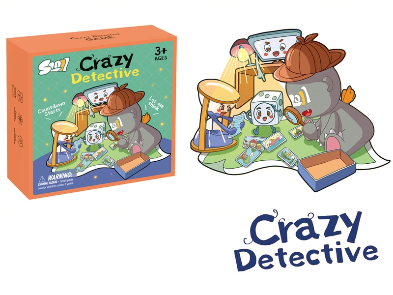 CARZY DETECTIVE 50PCS GAME CARDS,1PC HOURGLASS, 1PC DICE - HP1158466
