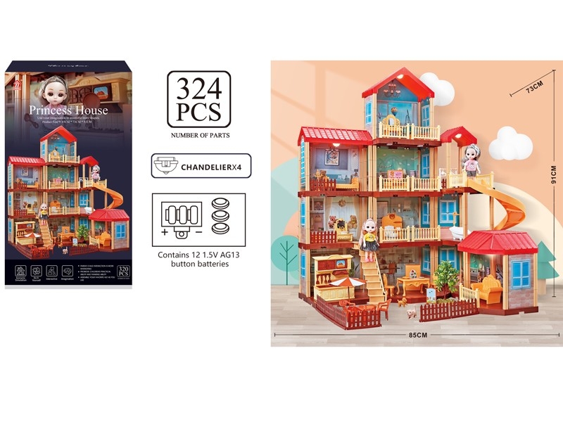 DIY VILLA W/LIGHTS +2PC 6