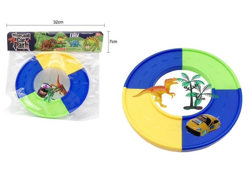 PARKING LOT SET W/1PCS PULL BACK CAR & 1PCS DINOSAUR & 1PCS TREE - HP1159960