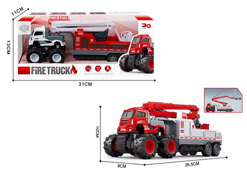 FRICTION DIE-CAST  FIRE TRUCK WHITE/RED - HP1160080