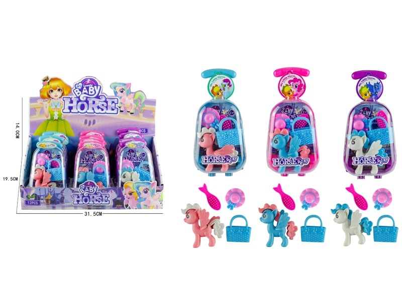 VINYL HORSE W/ACCESSORIES，3ASST,12PCS/DISPLAY BOX - HP1162679