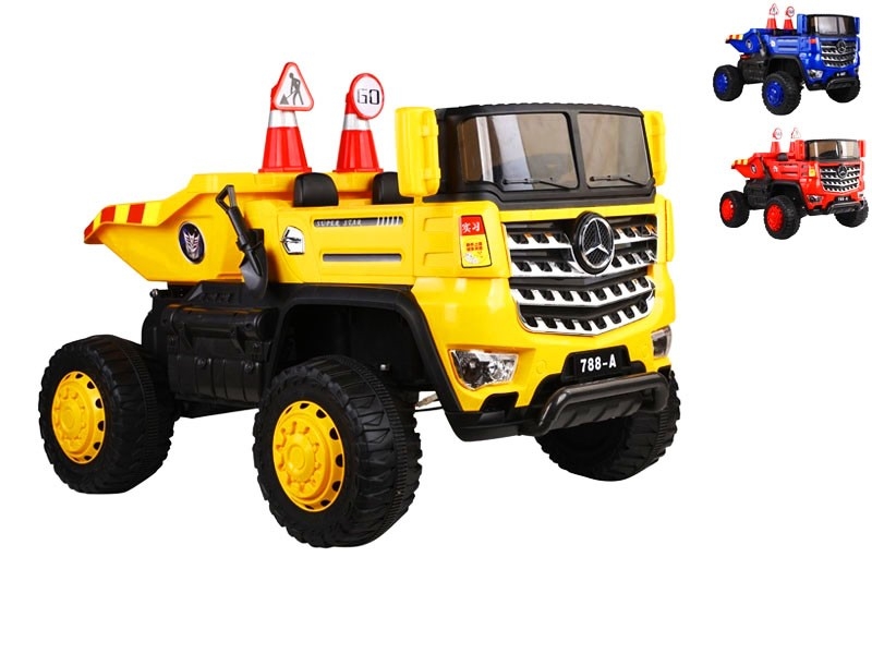 B/O CHILD CAR W/EARLY EDUCATION & LIGHT & MUSIC & STORY & WITH TIPPING BUCKET & LIFTING & SWINGING,RED/YELLOW/BLUE - HP1162892