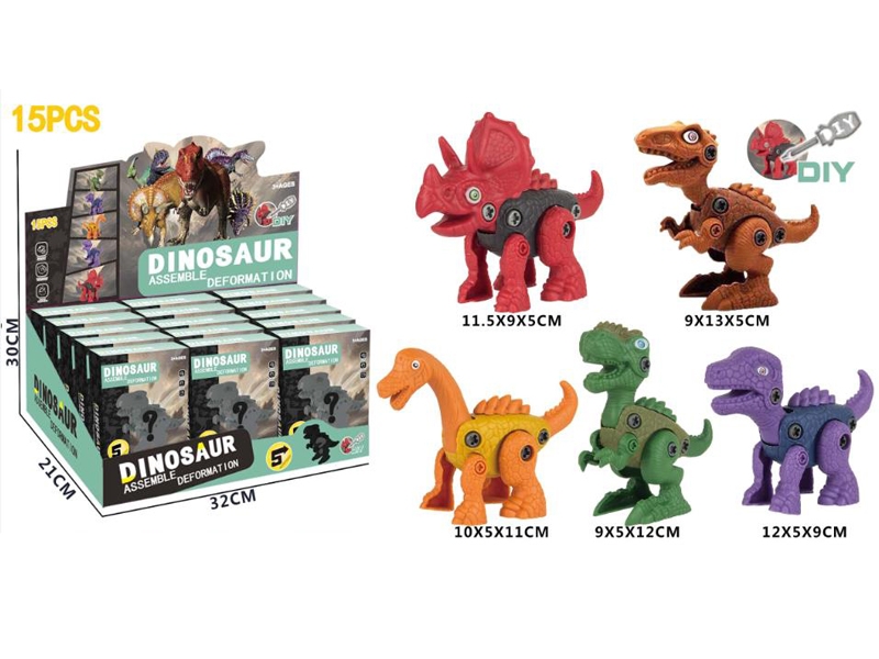 SELF ASSSEMBLE DINOSAUR 15PCS/DISPLAY BOX,5ASST - HP1162938