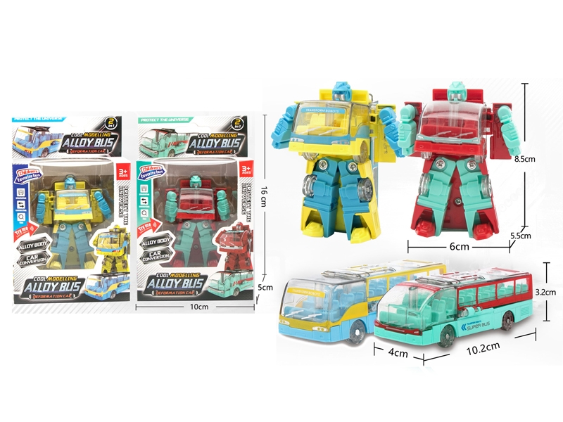 TRANSFORMS DIE-CAST BUS,2ASST,YELLOW/BLUE/GREEN/RED - HP1163924