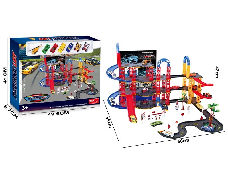 PARKING LOTS W/ 2PCS FREE WAY DIE CAST & 2 FREE WAY CAR & 2FREE WAY MOTORBIKE & 1FREE WAY AIRCRAFT - HP1165871
