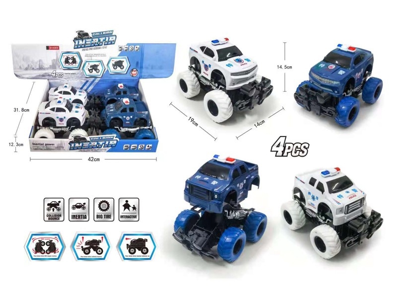 FRICTION POLICE CAR 4PCS/DISPLAY - HP1166017