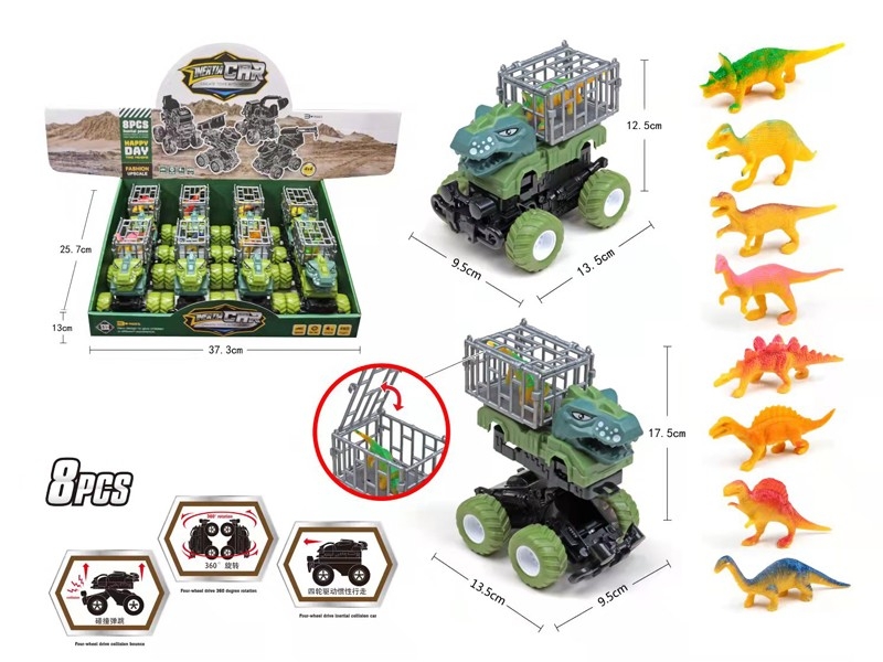 DINOSAUR FRICTION CAR 8PCS/DISPLAY - HP1166030