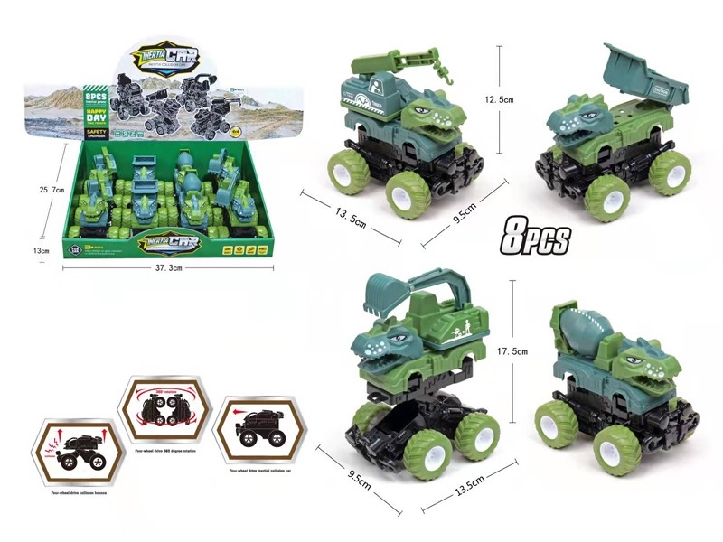 DINOSAUR FRICTION CAR 8PCS/DISPLAY - HP1166032