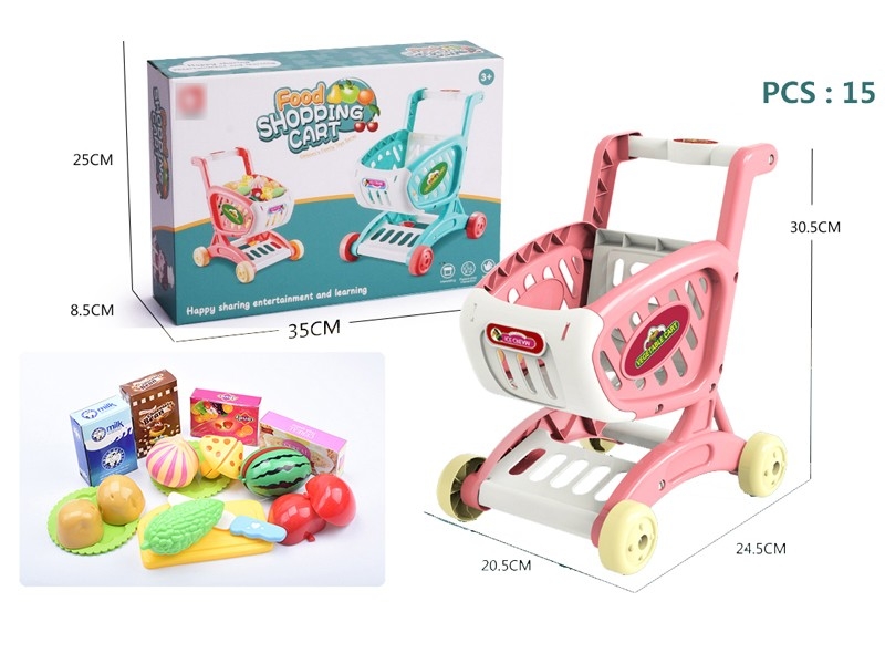 SHOPPING CART W/ACCESSORIES 16PCS，BLUE & PINK - HP1166226