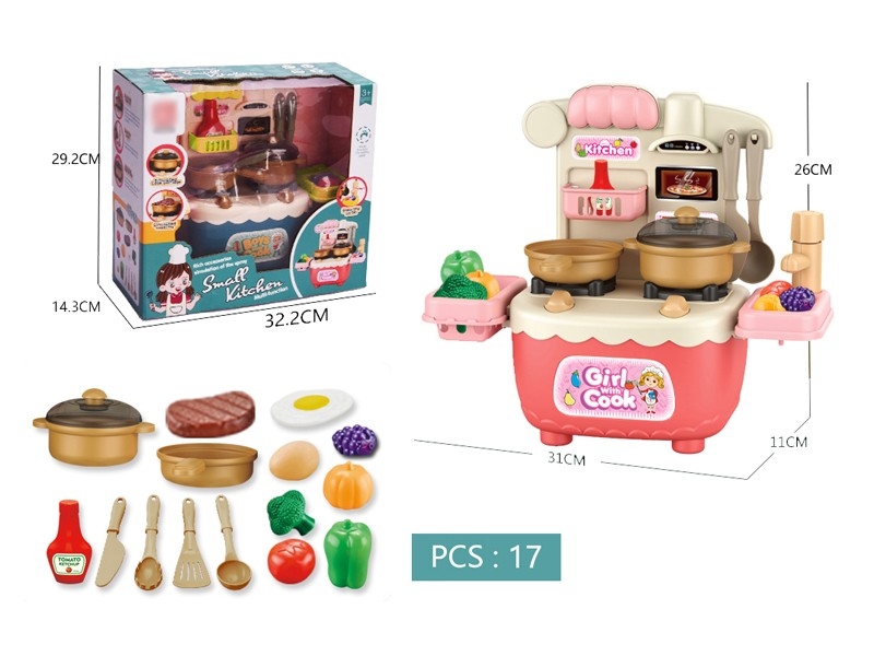 KITCHEN SET 17PCS，PINK & BLUE - HP1166236