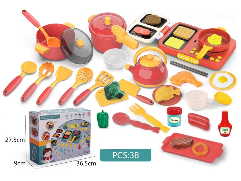 KITCHEN SET 38PCS，PINK & BLUE - HP1166243