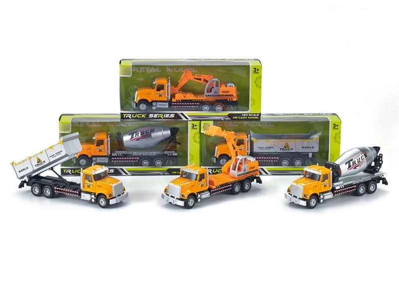 1：24 PULL BACK DIE CAST CONSTRUCTION CAR，3ASST - HP1166264