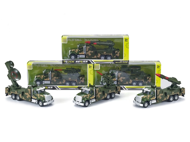 1:24 PULL BACK DIE CAST MILITARY CAR，3ASST - HP1166269
