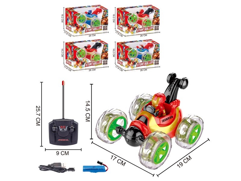 带公仔特技翻斗车4款混装 USB线+锂电
（睡衣侠，钢铁侠，蜘蛛侠，带帽公仔） - HP1166428