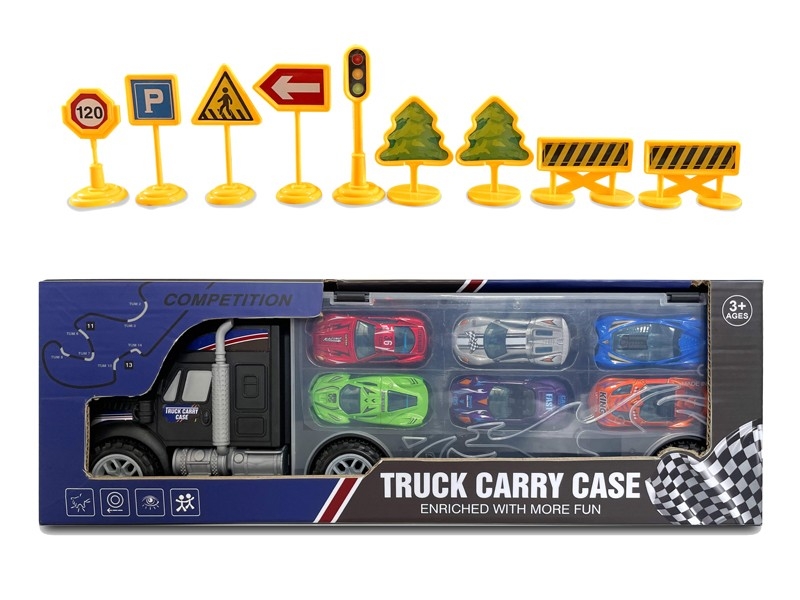 FRICTION CONTAINER TRUCK W/  DIE CAST CAR 6PCS - HP1166541