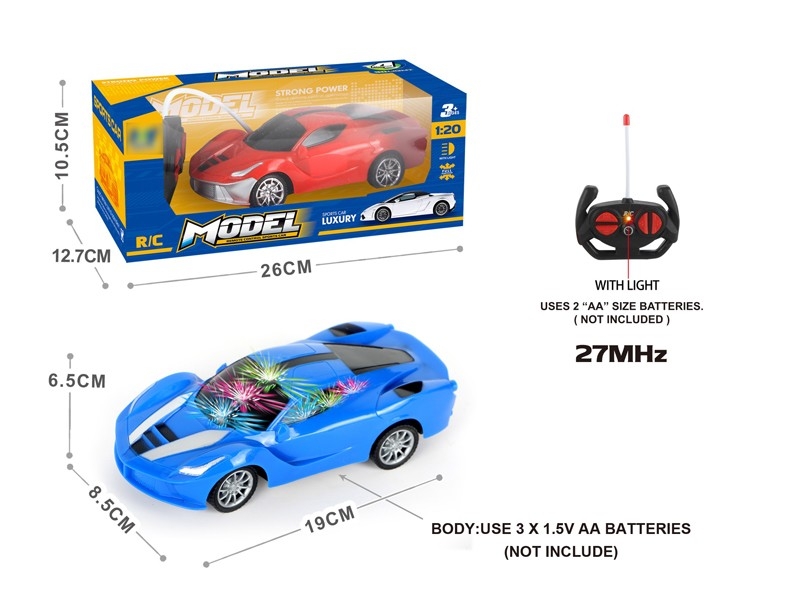 1:20四通带3D灯光法拉利遥控车（不包电）红、蓝2色混装 - HP1167009