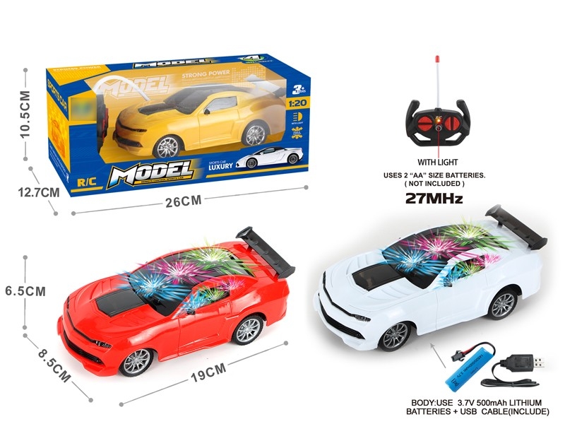 1:20四通带3D灯光大黄蜂遥控车（包电）白、黄、红3色混装 - HP1167017