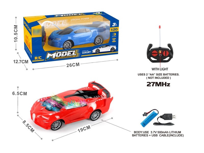 1:20四通带3D灯光新威龙遥控车（包电）红、蓝2色混装 - HP1167020