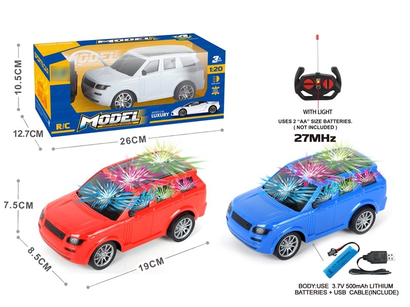 1:20四通带3D灯光路虎遥控车（包电）红、蓝、白3色混装 - HP1167025